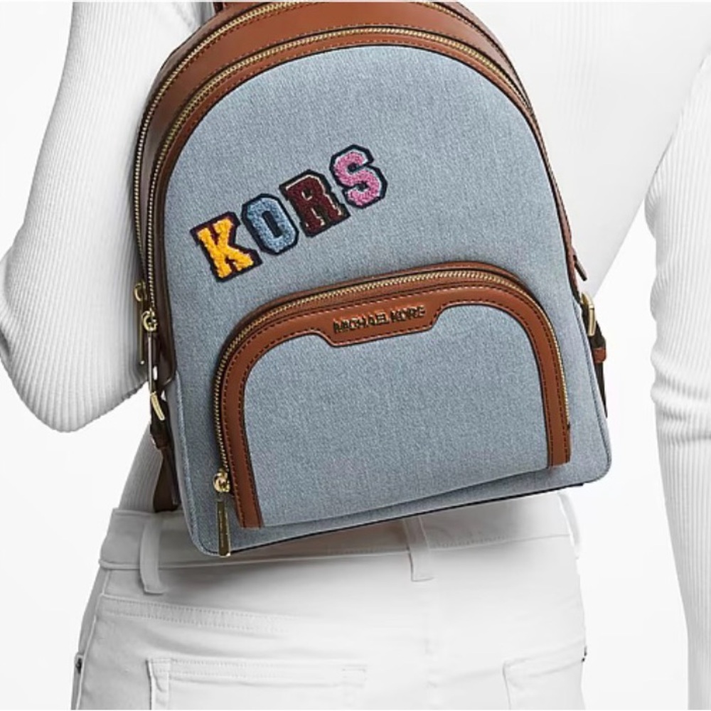 Michael Kors NEW Jaycee medium embellished denim backpack New with Tags HTF